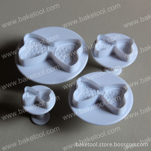 4pcs Plastic Butterfly Knot Cake Cookie Cutter Plunger Mold Set